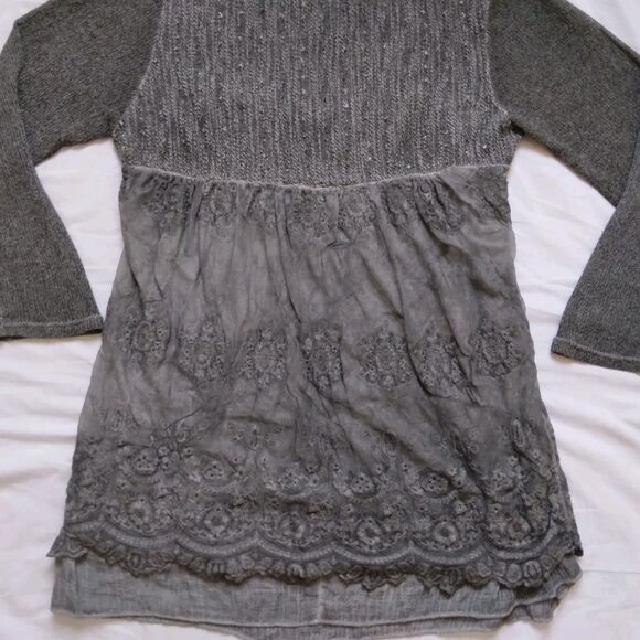 Simply Couture Top Tunic Gray Long Sleeve Lagenlook Shabby Cottage Womens 2XL - Picture 15 of 16